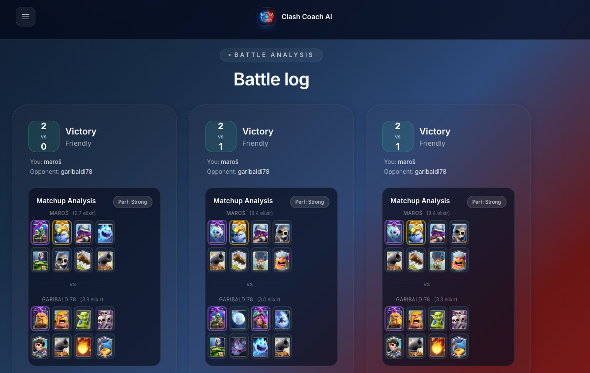 Battle-log sync surface from Clash Coach Ai